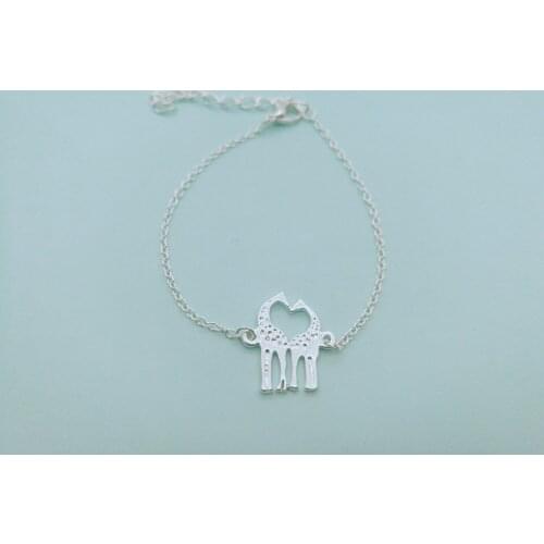 10PCS Cute Long Deer Bracelet Heart Loving Giraffes Bracelet Lovely Twin Giraffe Bracelets Animal Jewelry for Couples