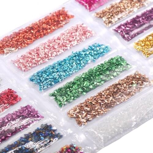 18Colors Broken Glass Stones Crystal UV Epoxy Resin Filler DIY Crafts Nail Art Decorations Jewelry Making Mold Fillings DropShip
