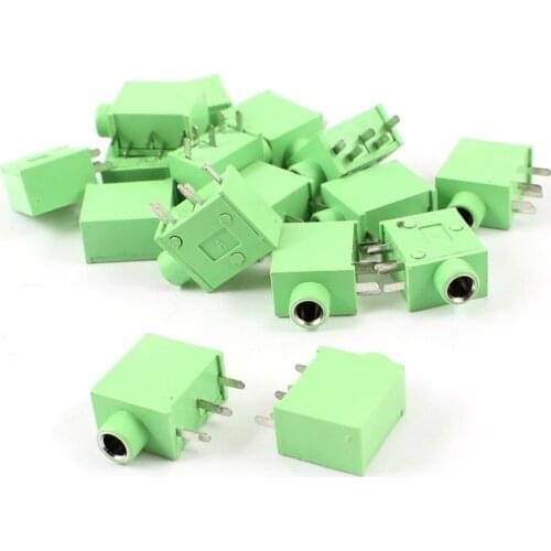 20pcs green 5PIN 3.5MM Female Audio Stereo Socket PC PCB Panel Mount Soldering connector