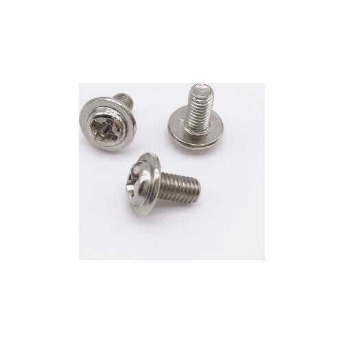 200Pcs M2 M2.5 M3 M4 Screws with Washer Round Head Screws Nickel Plated DIY Model Accessories
