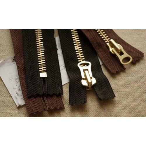 8# black and coffee metal zipper silver genuine leather bag footwear sewing accessories closed-end 20/25/30cm