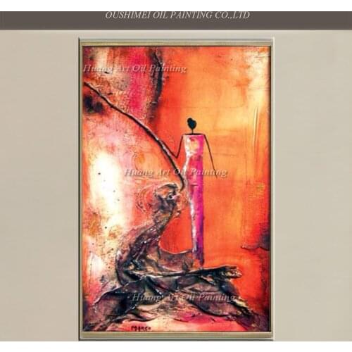 Handmade Abstract Orange Art Wall Painting for Home Decor Huge Size Modern Portrait Oil Painting on Canvas Painting No Framed