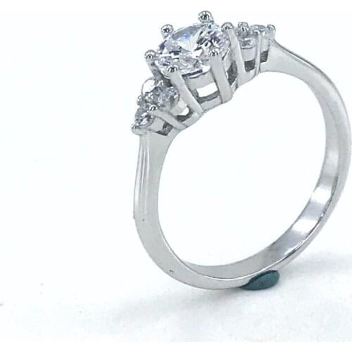 Diamond Model Tria 3 Stone Silver Ring