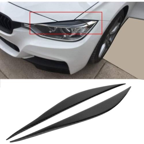 Car Carbon Fiber Headlight Eyelids Trim, Eyebrow Cover Decoration Styling Sticker for BMW 3 Series F30 320I 325I 316I decoration