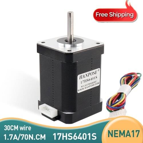 Free shipping 17HS6401S nema17 stepper motor hybrid stepper motor 1.8A 0.73NM 60mm 2-phase 4-wire for 3D printer accessories