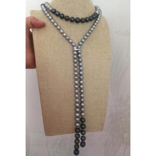 Free shipping Jewelry new design gorgeous south sea round multicolor pearl necklace 48inch