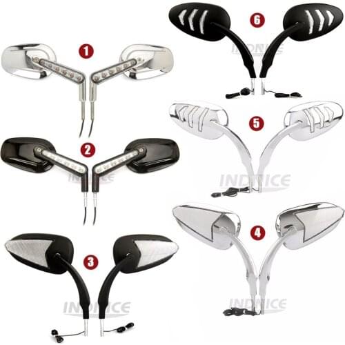 Motorcycle Side Mirrors Black/Chrome For Harley Dyna Street Bob FXDB 2007-2017 Dyna Low Rider FXDL 97-05 / 07-09 / 14-17