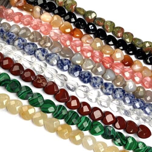 20Pcs Natural Stone Beads Heart Shape Section Semi-precious Loose Beads For Jewelry Making DIY Necklace Bracelet Accessory