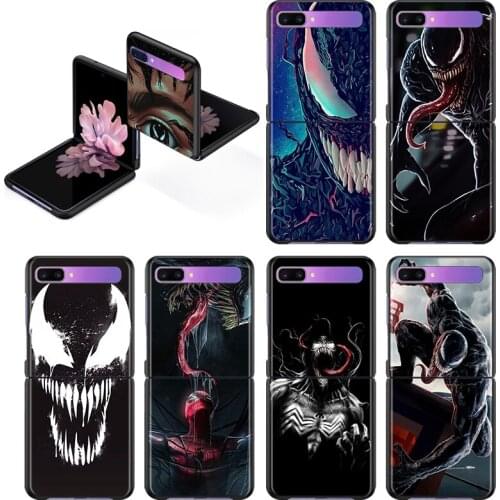 Villain Marvel Venom Case For Samsung Galaxy Z Flip 6.7" Flip3 5G Black PC Hard Phone Cover Segmented Protect Coque