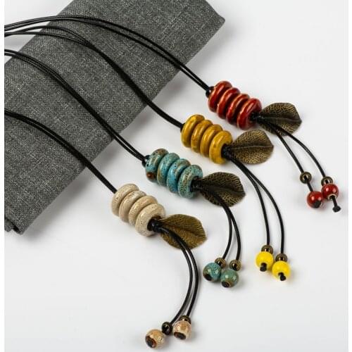 Jingdezhen Fastener Shape Ceramic Beads Necklace Jewelry DIY fashion Necklaces For Women #FY461