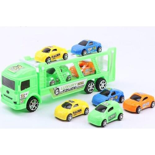 Childrens Container Truck Model With Sliding Car Gift Mini Inertia Car Double-Decker Car Childrens Educational Toys Gift