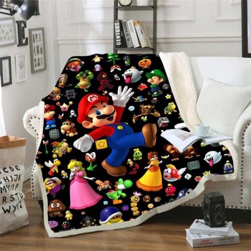 Cartoon Super Bros 3D Printed Fleece Blanket for Beds Thick Quilt Fashion Bedspread Sherpa Throw Blanket Adults Kids 01