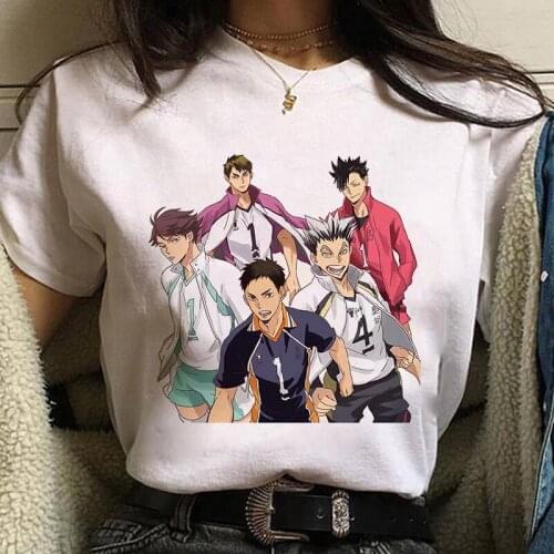 Haikyuu!! Graphic Print T-shirt Women Tee Harajuku Aesthetic White Tops Anime Tshirt 2021 New Summer Fashion Y2k Female T Shirt
