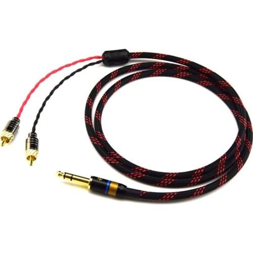 Hi-Fi Stereo 6.35mm to 2 RCA Cable High Quality Pure Copper Single 6.35mm to Dual RCA Line