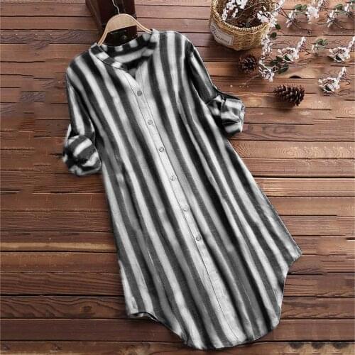 Cotton Striped Blouse Women Pullover Top Plus Size Tunic Blouse Button Down Shirt For Women Blusen Damen Blouses Woman 2020