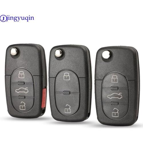 Jingyuqin Flip Remote Car Key Shell Styling For Audi A2 A3 A4 A6 A8 TT Uncut Fob Case Cover 2/3/4 Buttons CR2032