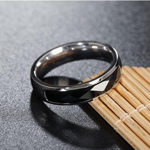 Simple Fashion Titanium Steel Silver Color Curve Slice stone Finger Ring For Women And Men AnillosGift Drop Shipping