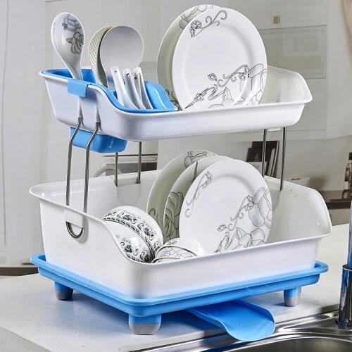 Multifunctional Layer Plastic Rack Dish Double Rack Kitchen Storage Rack 2 Tableware New Product Drain Tray Bowl Rack