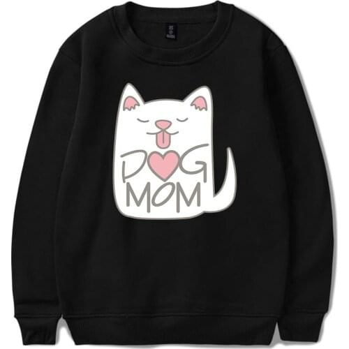 Personality 2019 New Arrival Dog Mom Sweatshirt Men/Women Autumn Fashion Casual Round Neck Loose Print Dog Mom White Sweatshirts