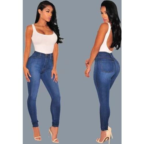 2021 New Autumn Ladies Jeans High Elastic Slim Fit Hip Hips Fashion Knee Holes Wild All-match Womens Denim Feet Trousers WS153