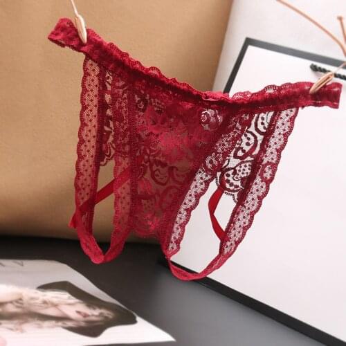 2021 Summer New Hot Sale Crotchless Underwear Womens Fashion Thongs Tangas Lady Sexy Intimates Seamless Bowknot Lace G-string