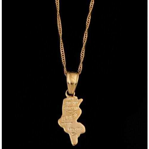 Tunisie Map Pendant Necklace Gold Color Tunisia Women Girl Tunisienne Jewelry Gift