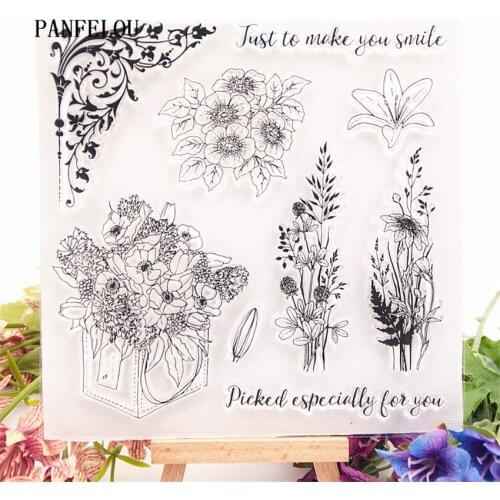 PANFELOU Vines flower Transparent Silicone Rubber Clear Stamps cartoon for Scrapbooking/DIY Easter wedding album