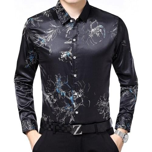 Creative 3d printing smart casual high-end luxury long sleeve shirt Autumn 2018 New quality silk cotton boutique shirt men M-3XL