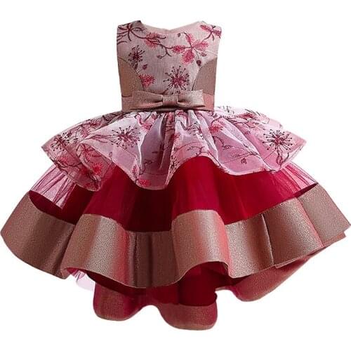Flower Vintage Embroidery Children Dress 2021 Newborn Costume Princess Dress Evening Wedding Dress For Girl Vestidos For 0-5 Age