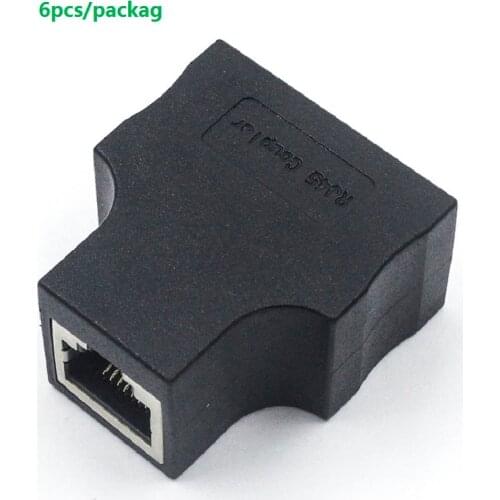 TINMUNN 6pcs pack 1 To 2 Ways LAN Ethernet Network Cable RJ45 Female Splitter Connector Adapter