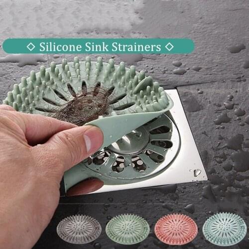 Silicone Sink Strainer Collect Drain Sewer Hair Filter Bath Stopper Floor Kitchen Accesories Gadgets Colanders Strainers