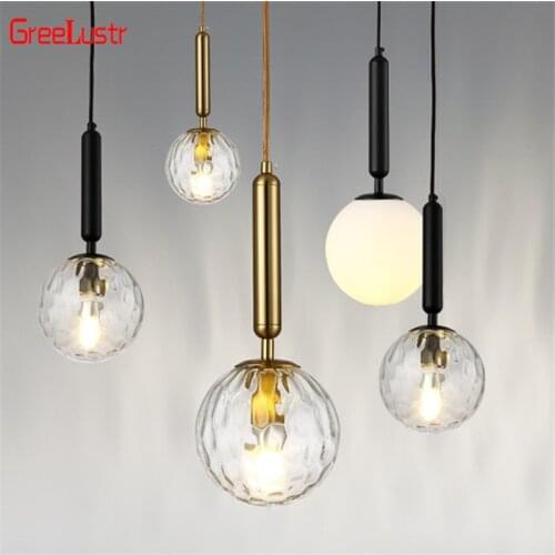 Nordic Glass Ball Led Pendant Lamp Gold /Black New Design Hanging Lights Fixtures For Dining Room Bedroom Pendant Lighting