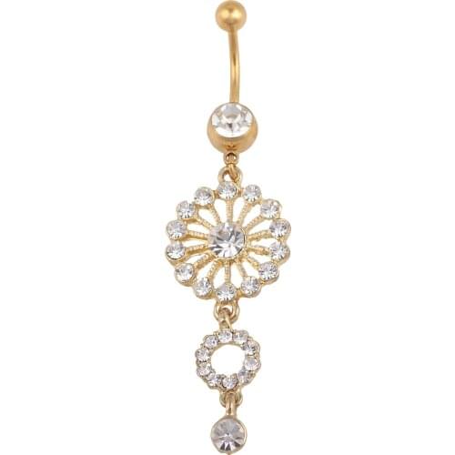 Yellow Gold Belly Button Ring Round