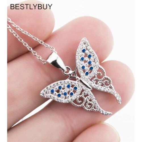 BESTLYBUY Genuine 925 Sterling Silver Butterfly Pendants Necklaces Female Necklace Choker Jewelry Gift for Women FREE SHIPPING