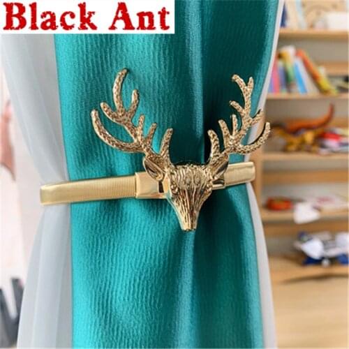 1 Pair Elk Curtain Tie Rope Backs Holdbacks Buckle Clips Accessory Window Curtain Holder Spring Nordic Light Luxury CP-JD1043