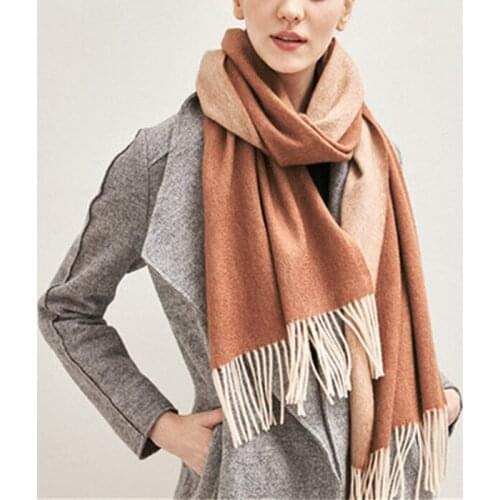 100%cashmere women thick fashion korean style scarfs shawl pashmina solid color long tassel 40x200cm