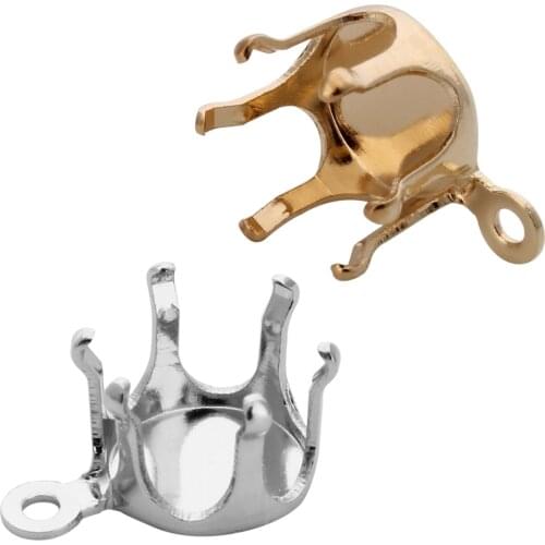 100pcs/Lot Copper Gold Silver Color Blank Claw Setting Base Clasps 5 6 8 10 12 mm Rhinestone Crystal Beads DIY Pendant Findings