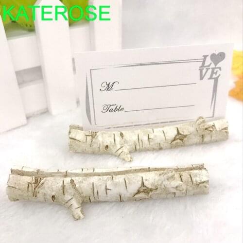 12PCS Rustic Themed Wedding Favors Emulational Birch Place Card Holders Party Table Name Holder Decoration