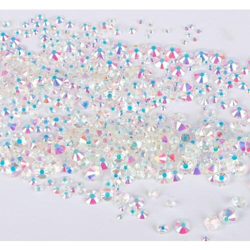 1440pcs Transparent Stones SS3-SS30 Glass Gem Clear AB Strass Non Hot Fix FlatBack Rhinestone for Nails 3D Nail Art Decoration