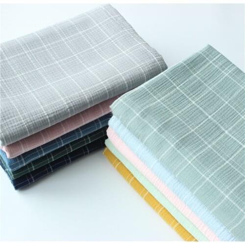 145x50cm Plaid cotton crepe seersucker baby double layer gauze blanket Pajama fabric