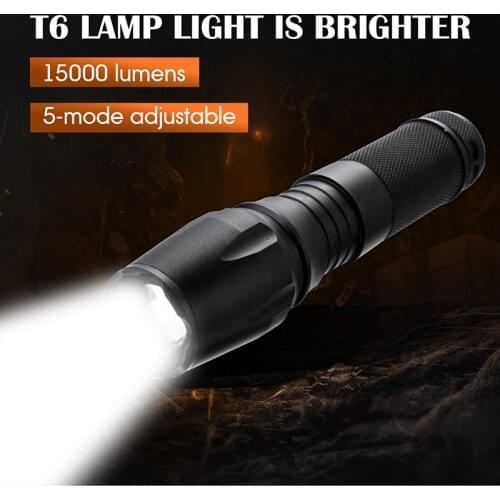 15000LM super bright LED flashlight T6 XML LED Torch 5 switch Modes Waterproof Portable Flashlight for Camping climbing