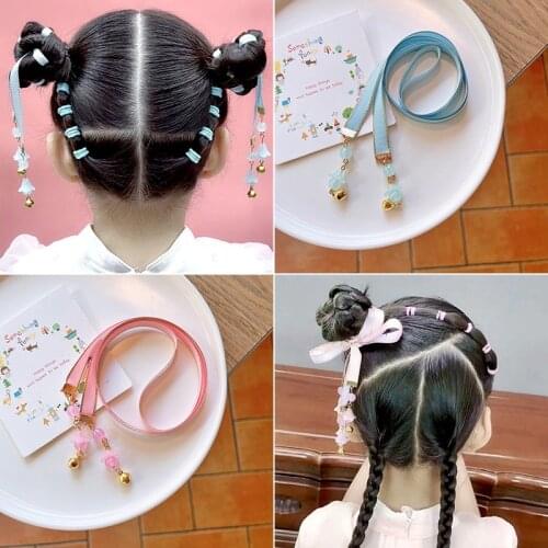 2PC Cute Chinese Style Braidable Hair Ribbon For Children Elastic Hair Bands Childrens series Hair Accessories HeadWear