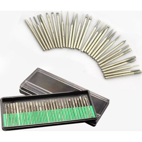 30pcs /set Titanium Alloy Abrasive Needles 3mm Shaft Grinding Head Polishing Needles Dremel Electric Mini Drill Accessories