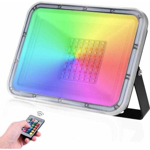 50W RGB LED Floodlight Outdoor 220V/110V Spotlights with Remote Controller Waterproof Wall Reflector Projector Lamp Garden Light