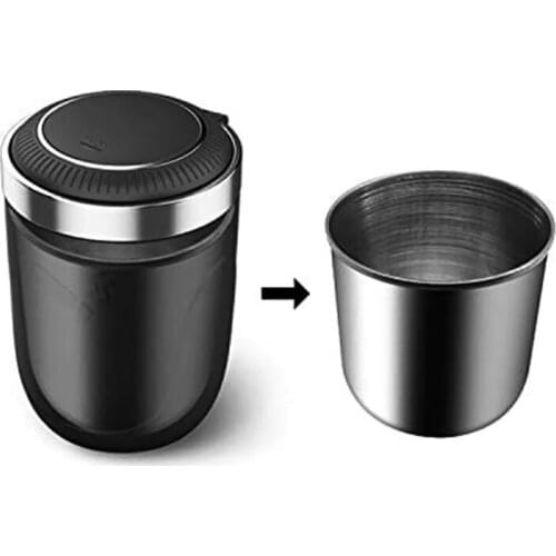 70mmx102mm Car Ashtray with LED Light Push Type Auto Vehicle Cigarette Ashtray Holder Decor Smokeless Cup Car Interior Product