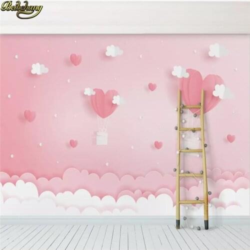 Beibehang Custom Pink Cloud Fantasy Princess wallpapers for living room Childrens Room Background photo wall papers home decor
