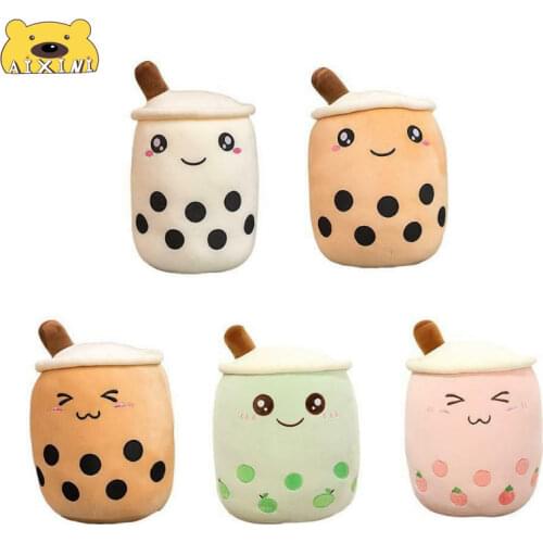 Kawaii Room Decor Bubble Tea Plush Toy Stuffed Animal Cute Food Plush Cup Milk Tea Boba Plush Soft Cushion Birthday Gift Plushie