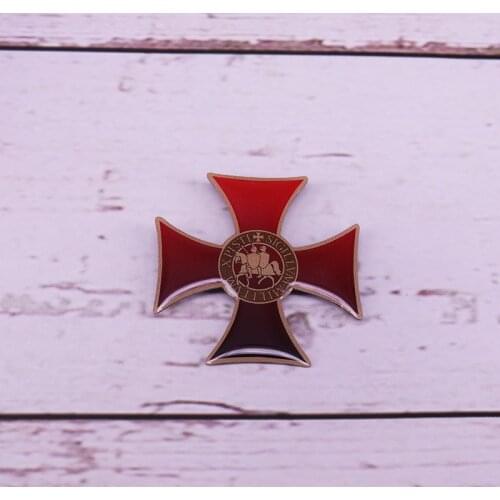 Knights Templar Seal Enamel Pin Crusaders Solomons Temple Badge Men Masonic Gift