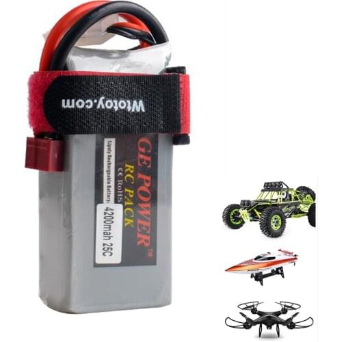 GE Power 7.4V 4200MAH 25C 2S li-po Lipo battery T plug for Wltoys 12428 12429 RC car RC boat