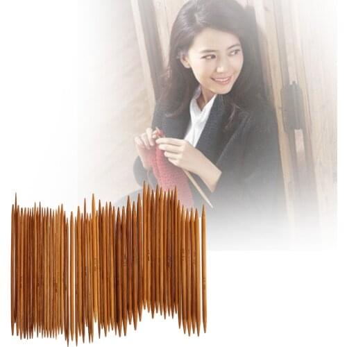 55Pcs Bamboo Crochet Hook Set Double Pointed Carbonized Bamboo DIY Knitting Needles Handle Home Knitting Weave Yarn Crafts Tools